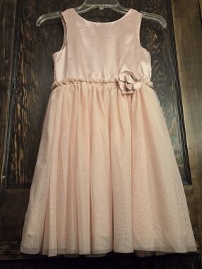 H&M Girls Blush Pink Satin & Glitter Tulle Flower Girl, Party, Easter Dress